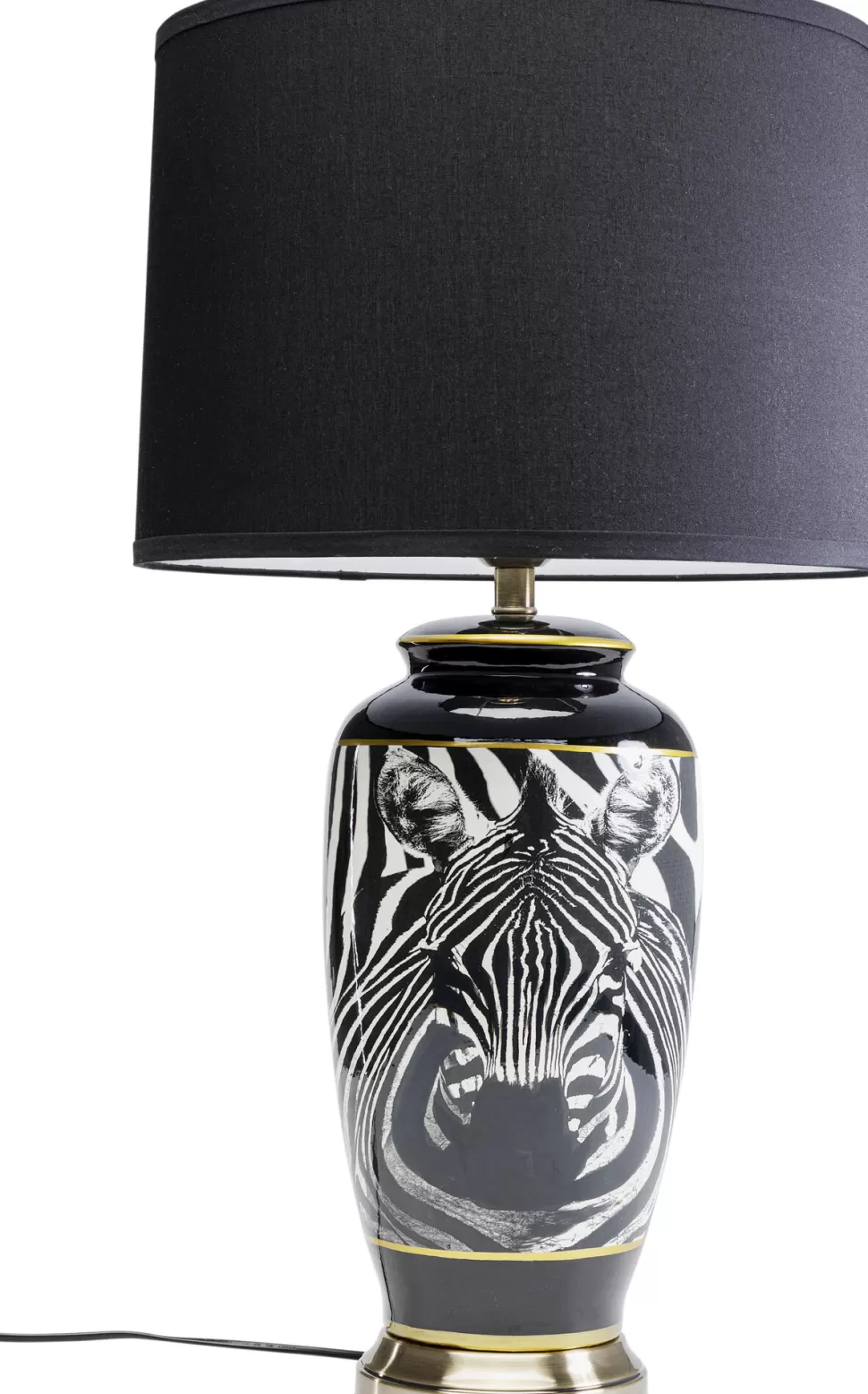 Lampy Stołowe-KARE Design Lampa Stołowa Czarno-biała Motyw Zebry 71 Cm Podstawa Z Porcelany