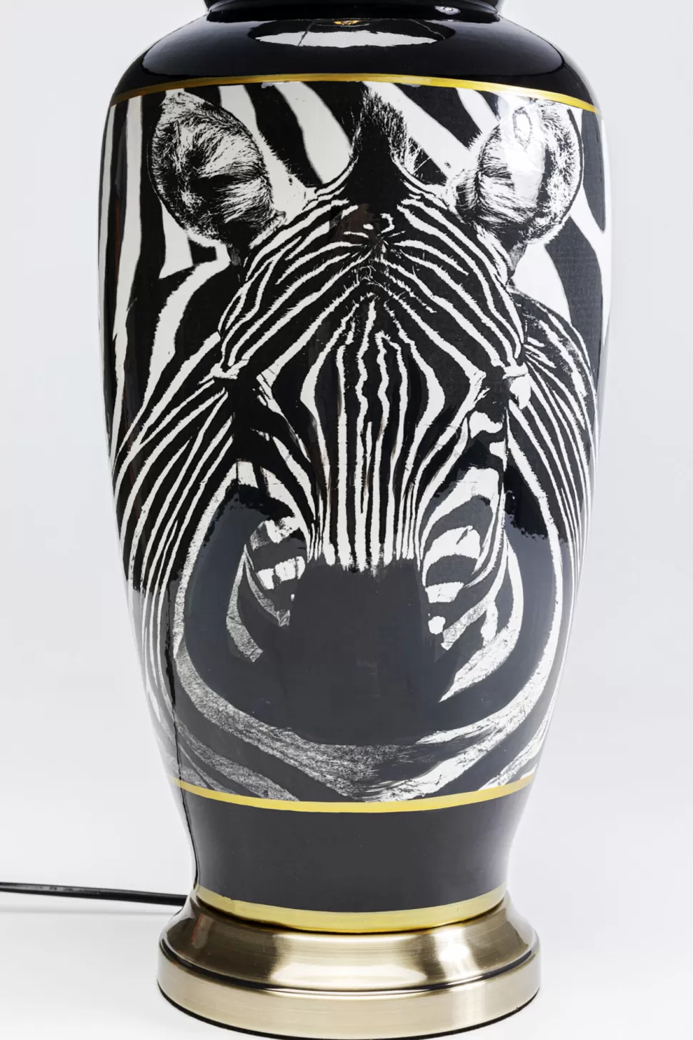 Lampy Stołowe-KARE Design Lampa Stołowa Czarno-biała Motyw Zebry 71 Cm Podstawa Z Porcelany