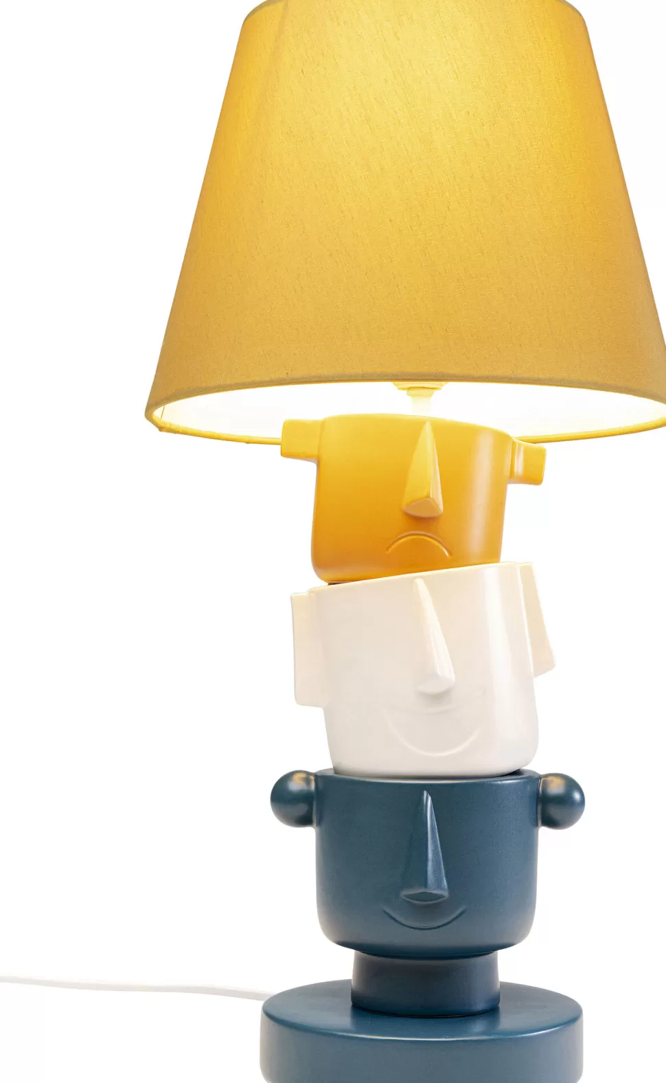 Lampy Stołowe-KARE Design Lampa Stołowa Kolorowa Kamionka I Bawełna Motyw Twarzy Ø25x45 Cm