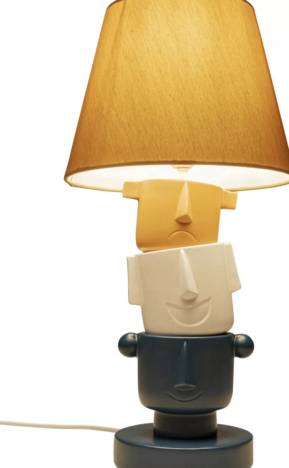 Lampy Stołowe-KARE Design Lampa Stołowa Kolorowa Kamionka I Bawełna Motyw Twarzy Ø25x45 Cm
