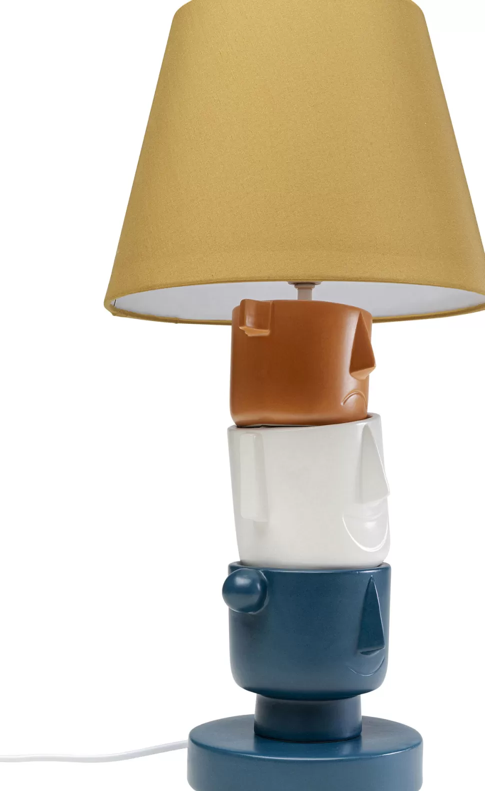 Lampy Stołowe-KARE Design Lampa Stołowa Kolorowa Kamionka I Bawełna Motyw Twarzy Ø25x45 Cm