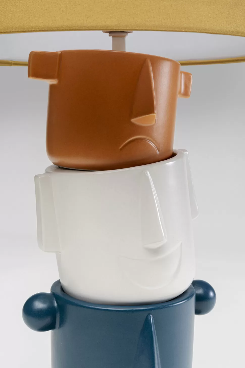 Lampy Stołowe-KARE Design Lampa Stołowa Kolorowa Kamionka I Bawełna Motyw Twarzy Ø25x45 Cm