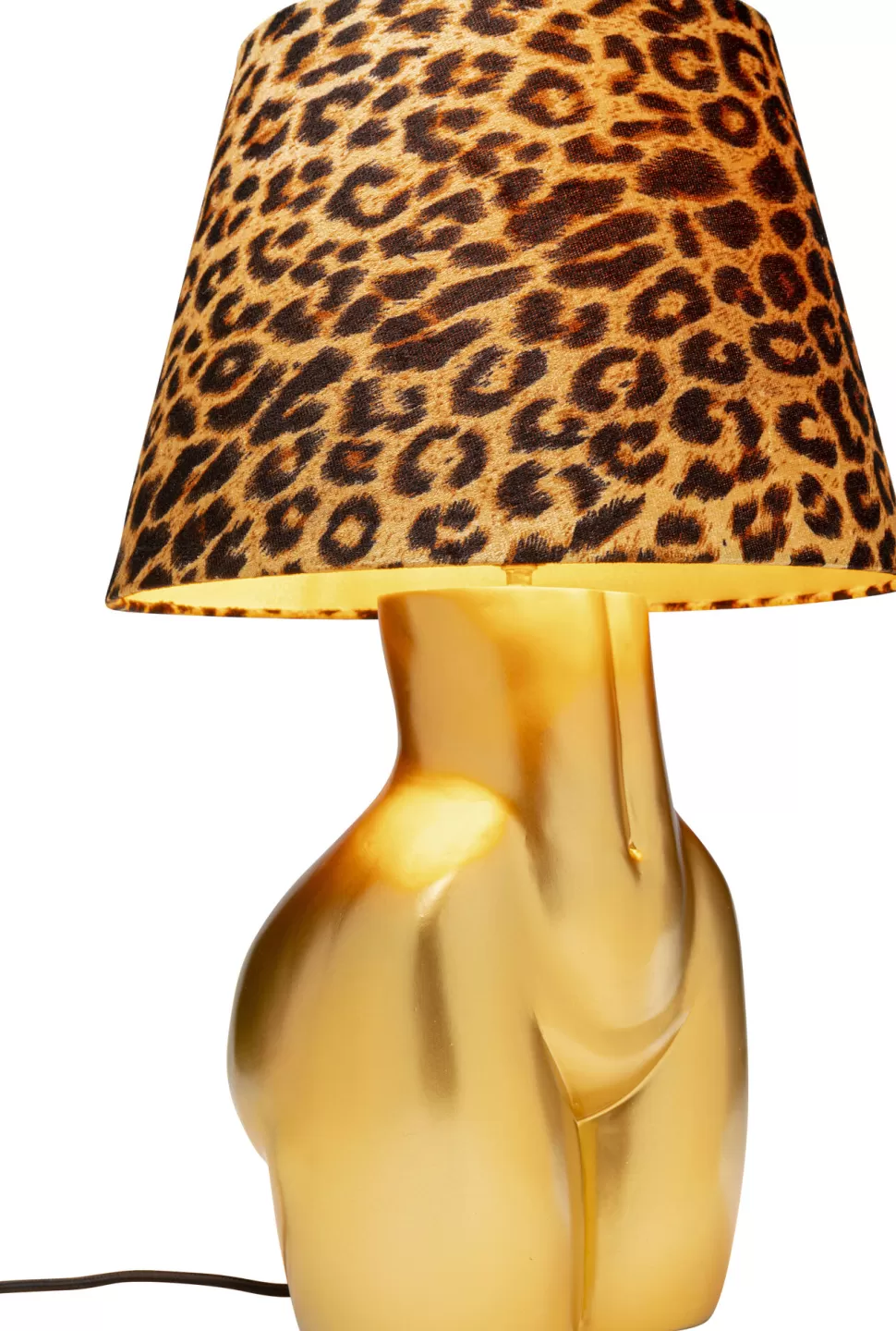 Lampy Stołowe-KARE Design Lampa Stołowa Złota Z Abażurem W Cętki Motyw Ludzkiego Ciała Ø30x48 Cm