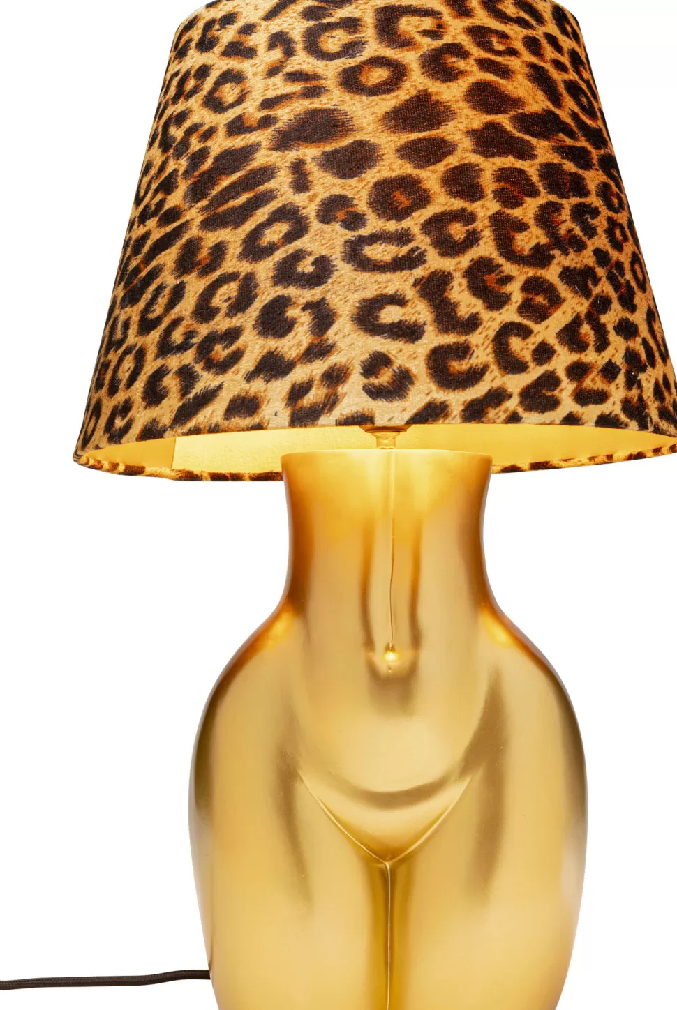 Lampy Stołowe-KARE Design Lampa Stołowa Złota Z Abażurem W Cętki Motyw Ludzkiego Ciała Ø30x48 Cm