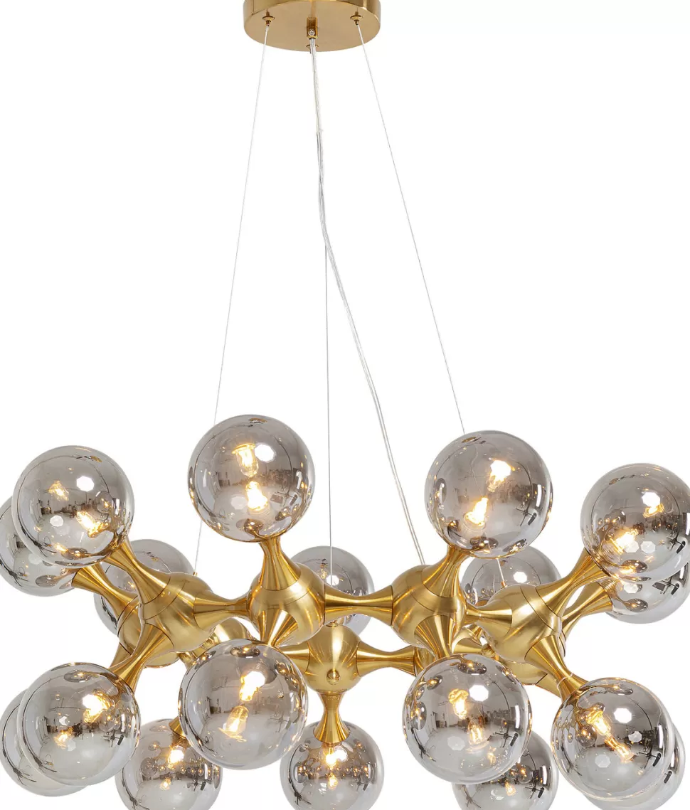 Lampy Wiszące-KARE Design Lampa Wisząca Atomic Balls 74x130 Cm Złota - Klosze Szklane Przydymione