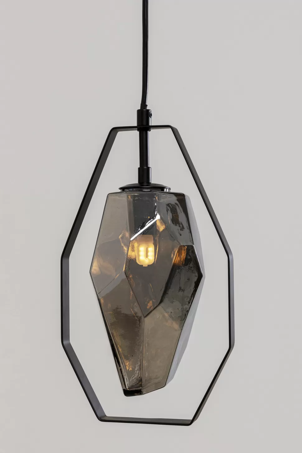 Lampy Wiszące-KARE Design Lampa Wisząca Czarna Klosz Szklany G9 17x120 Cm