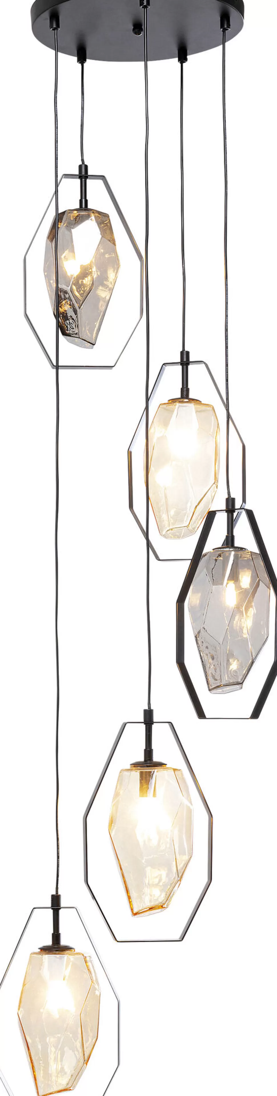 Lampy Wiszące-KARE Design Lampa Wisząca Czarna Klosze Szklane 5xG9 Ø42 Cm