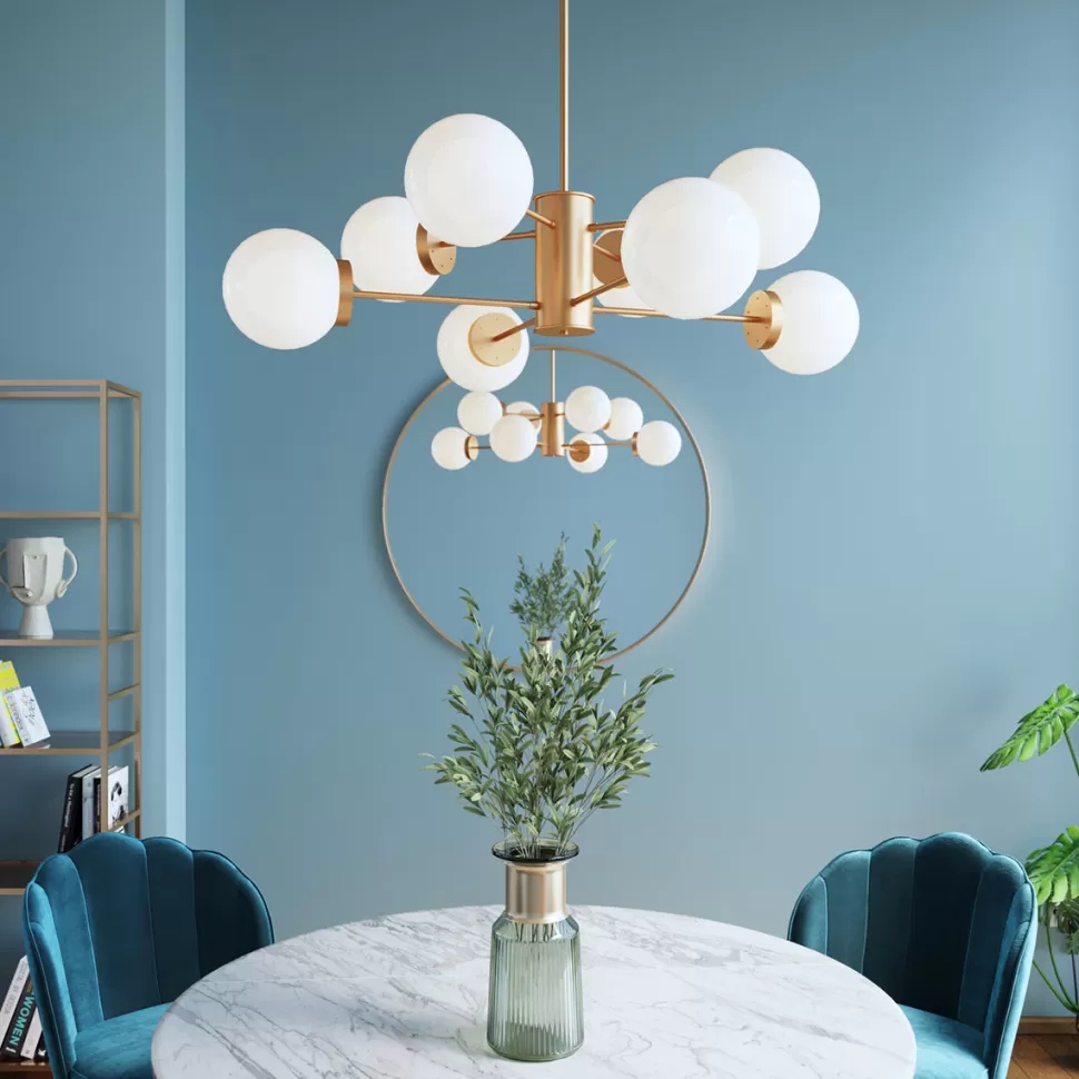 Lampy Wiszące-KARE Design Lampa Wisząca Heavenly Ø98 Cm Złota - Klosze Białe
