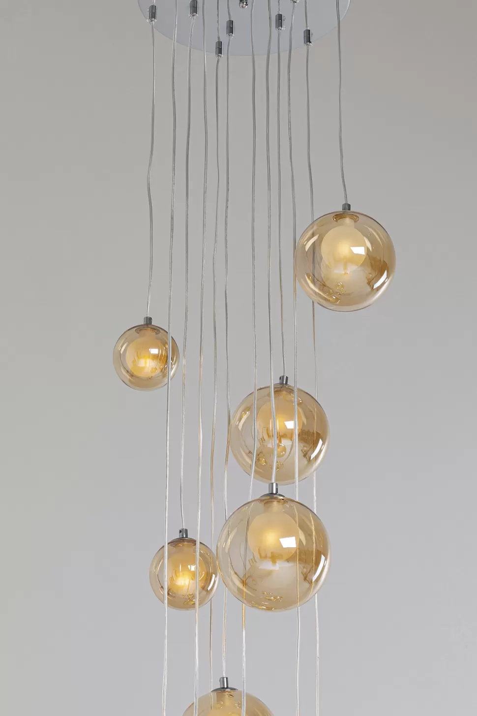 Lampy Wiszące-KARE Design Lampa Wisząca Klosze Szklane Bursztynowe 12xG9 200 Cm