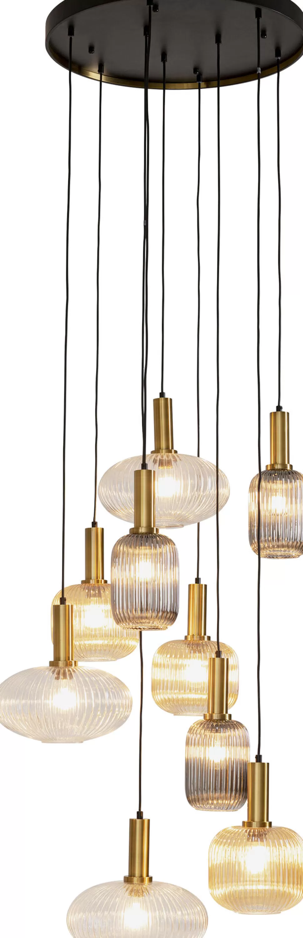 Lampy Wiszące-KARE Design Lampa Wisząca Klosze Szklane Oprawki Złote Ø80 Cm
