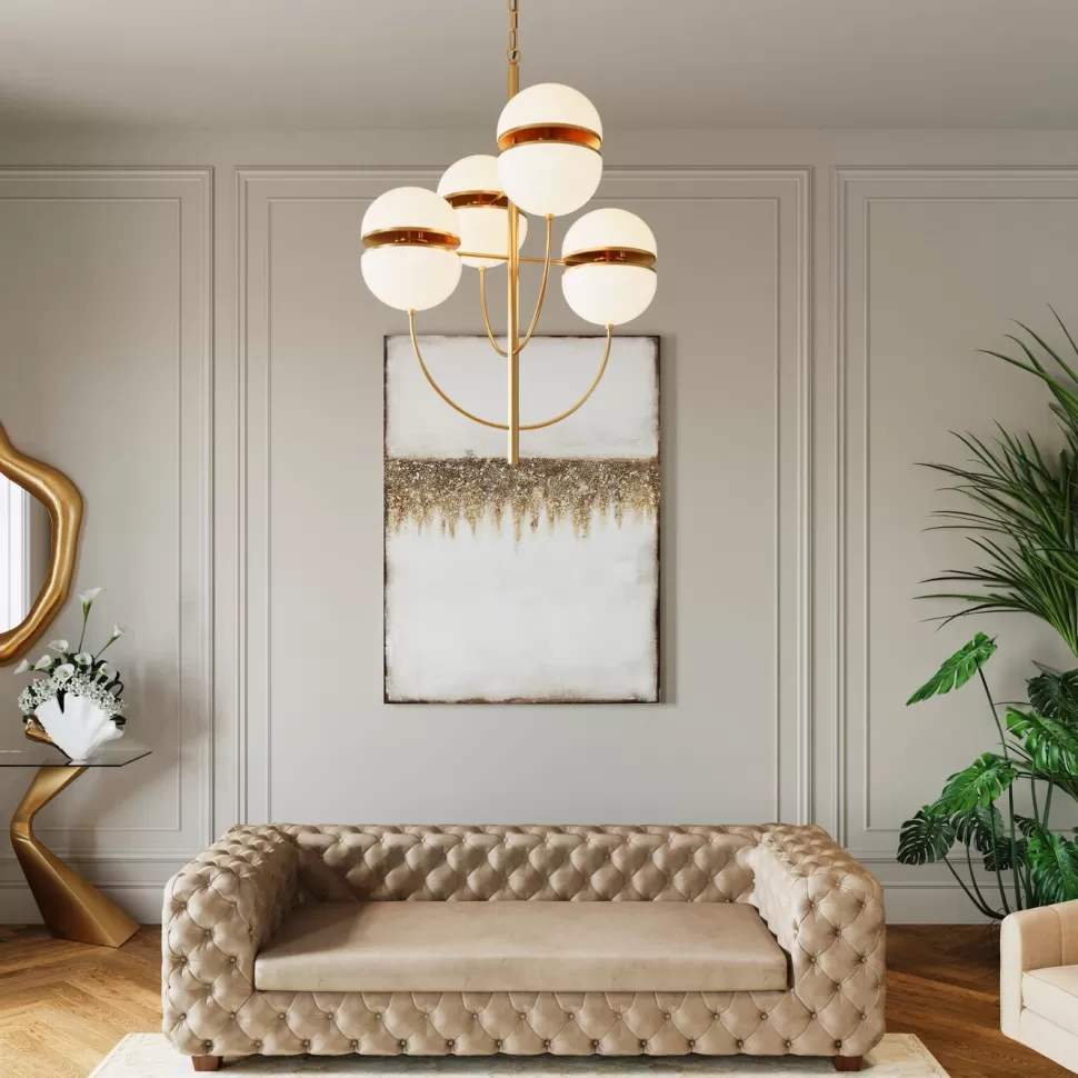 Lampy Wiszące-KARE Design Lampa Wisząca Leisha Bunch 76x100 Cm Biało-złota