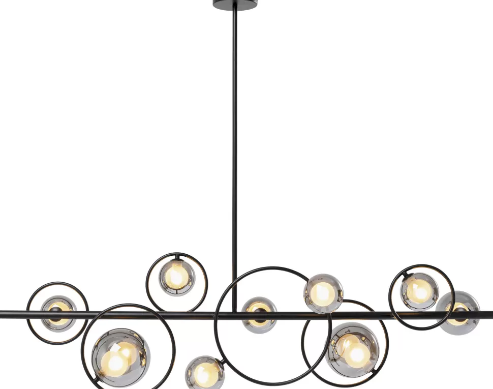 Lampy Wiszące-KARE Design Lampa Wisząca Nad Stół Czarna Klosze Szklane G9 110 Cm