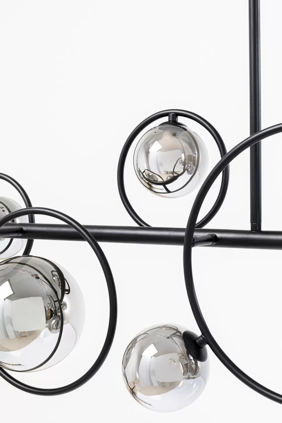 Lampy Wiszące-KARE Design Lampa Wisząca Nad Stół Czarna Klosze Szklane G9 110 Cm