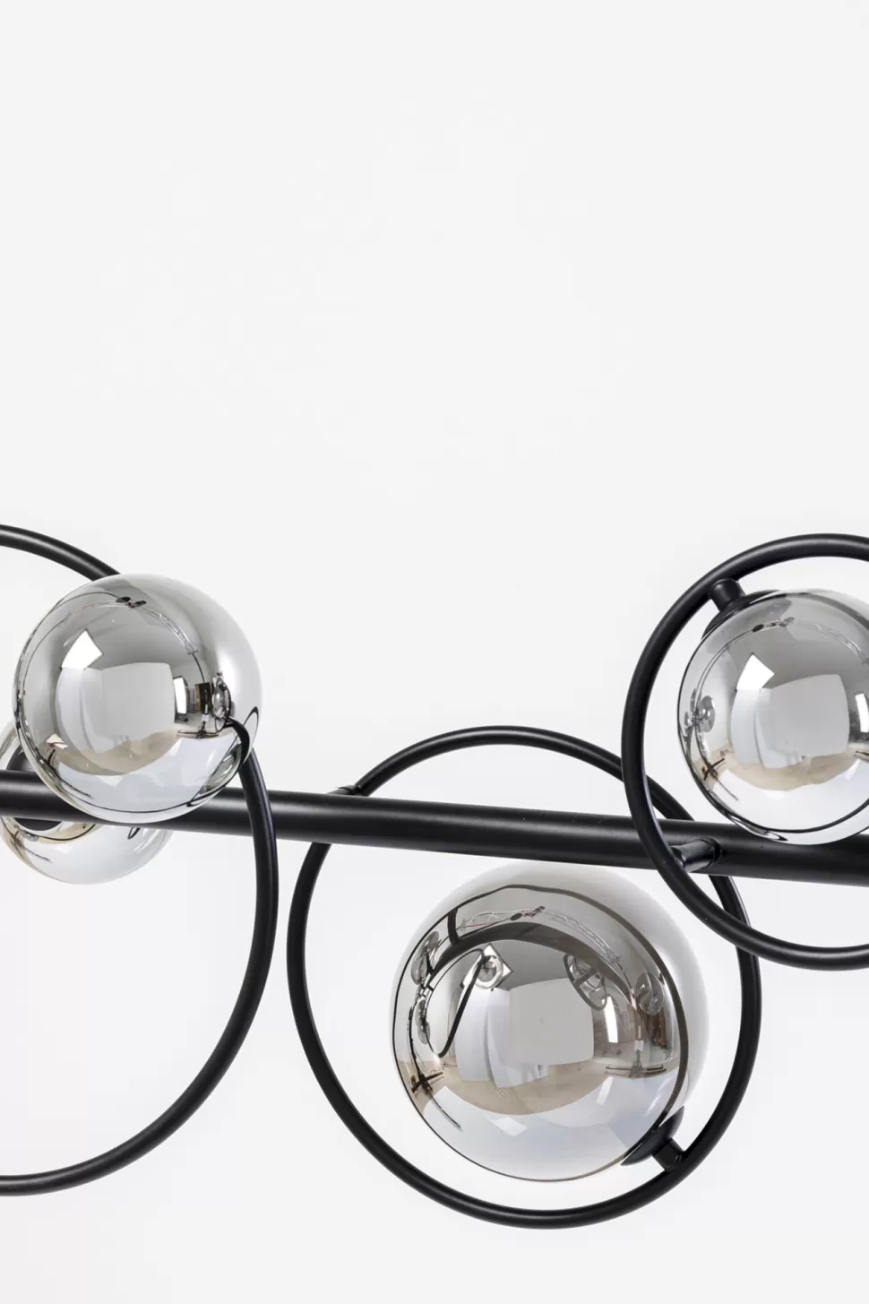 Lampy Wiszące-KARE Design Lampa Wisząca Nad Stół Czarna Klosze Szklane G9 110 Cm