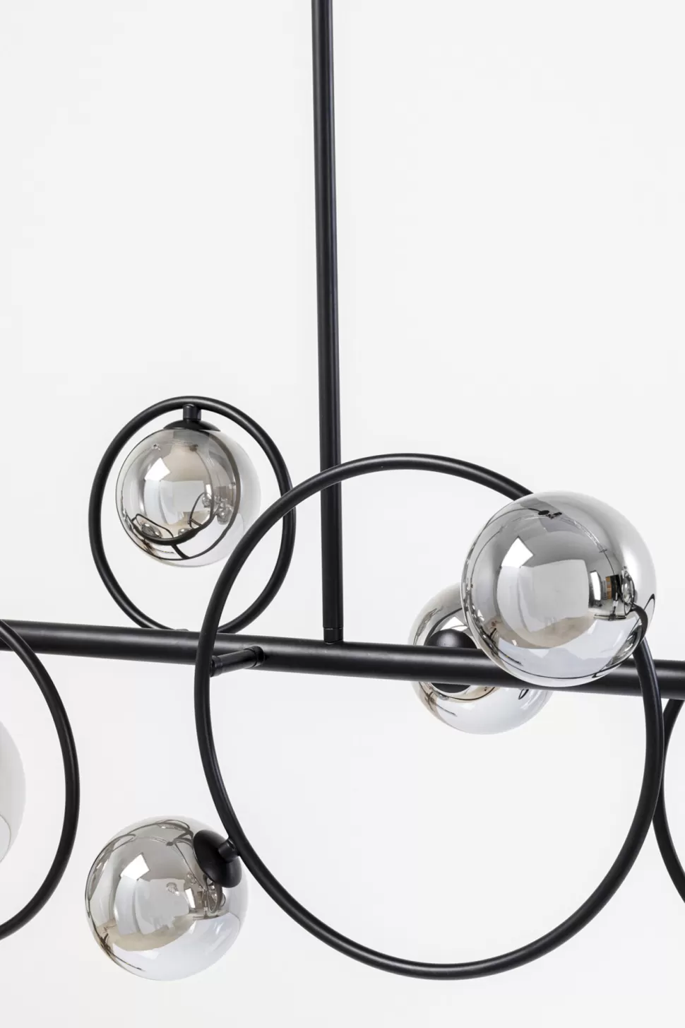 Lampy Wiszące-KARE Design Lampa Wisząca Nad Stół Czarna Klosze Szklane G9 110 Cm