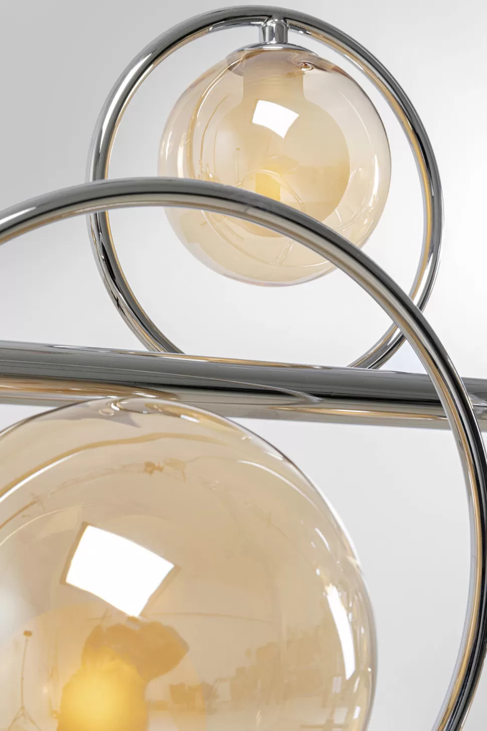 Lampy Wiszące-KARE Design Lampa Wisząca Nad Stół Srebrna Klosze Szklane G9 110 Cm