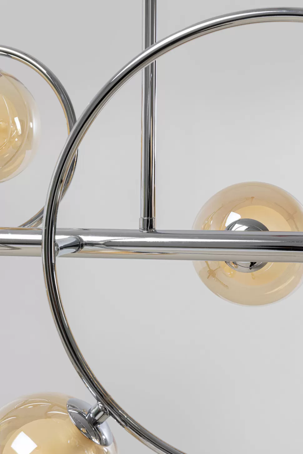 Lampy Wiszące-KARE Design Lampa Wisząca Nad Stół Srebrna Klosze Szklane G9 110 Cm