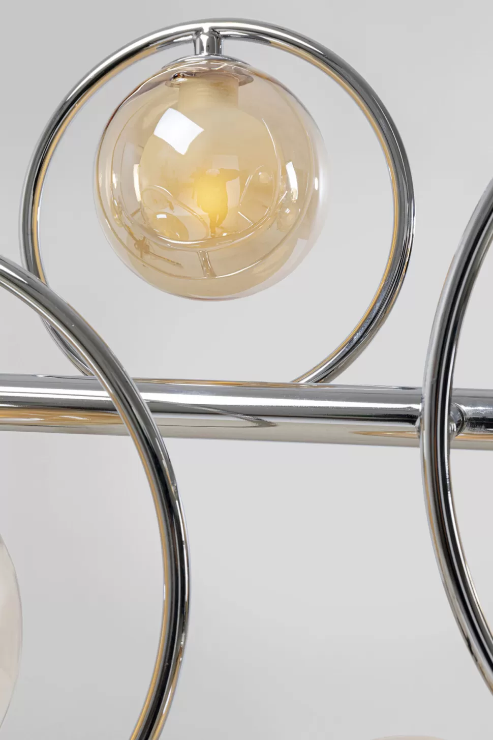 Lampy Wiszące-KARE Design Lampa Wisząca Nad Stół Srebrna Klosze Szklane G9 110 Cm
