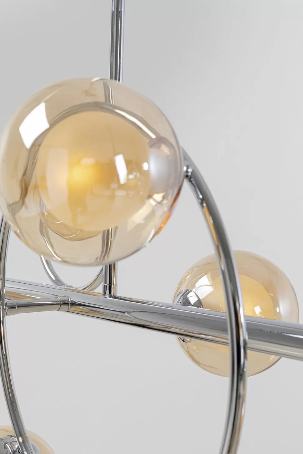Lampy Wiszące-KARE Design Lampa Wisząca Nad Stół Srebrna Klosze Szklane G9 110 Cm