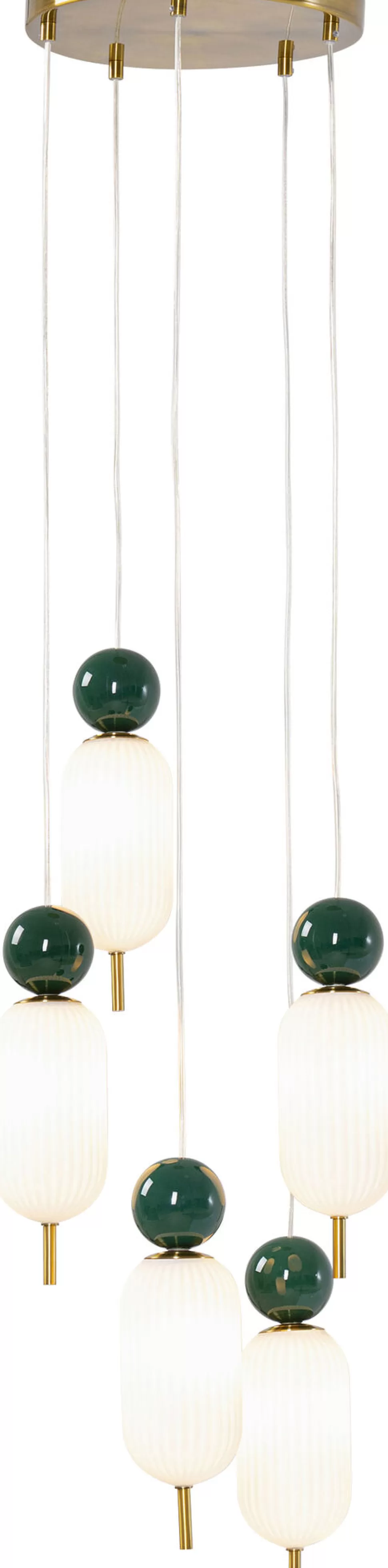 Lampy Wiszące-KARE Design Lampa Wisząca Nowoczesna Złota Klosze Szklane Białe Ø36 Cm