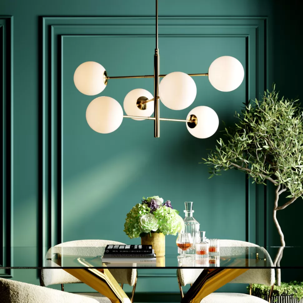 Lampy Wiszące-KARE Design Lampa Wisząca Planets 105x95 Cm Biało-złota
