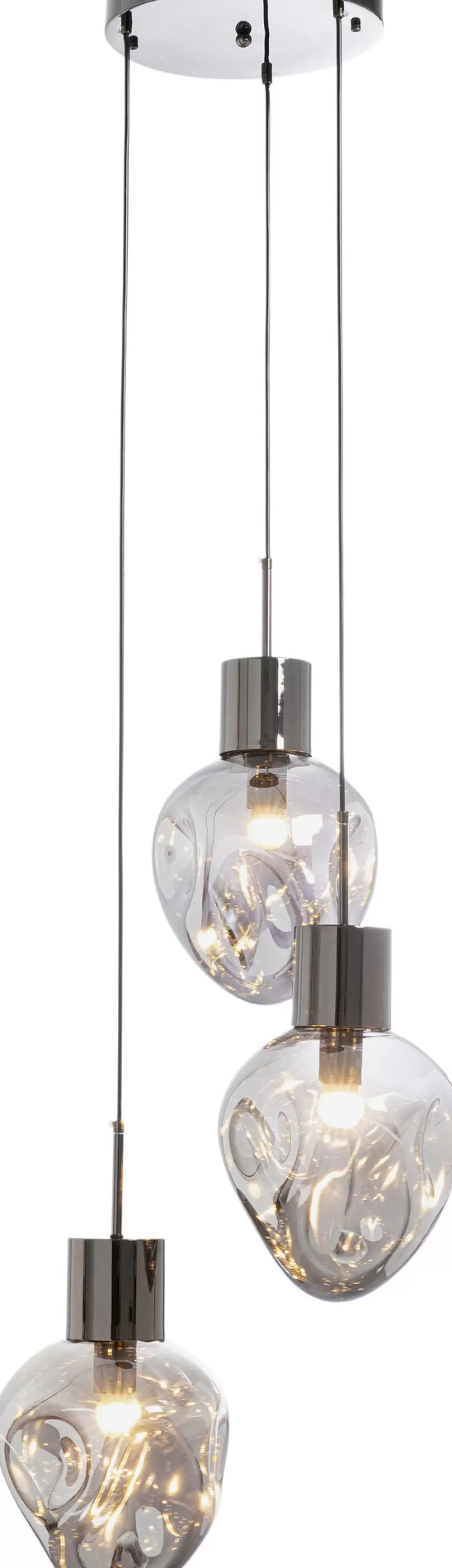 Lampy Wiszące-KARE Design Lampa Wisząca Przydymiona 3L Stal I Szkło Ø45x160 Cm