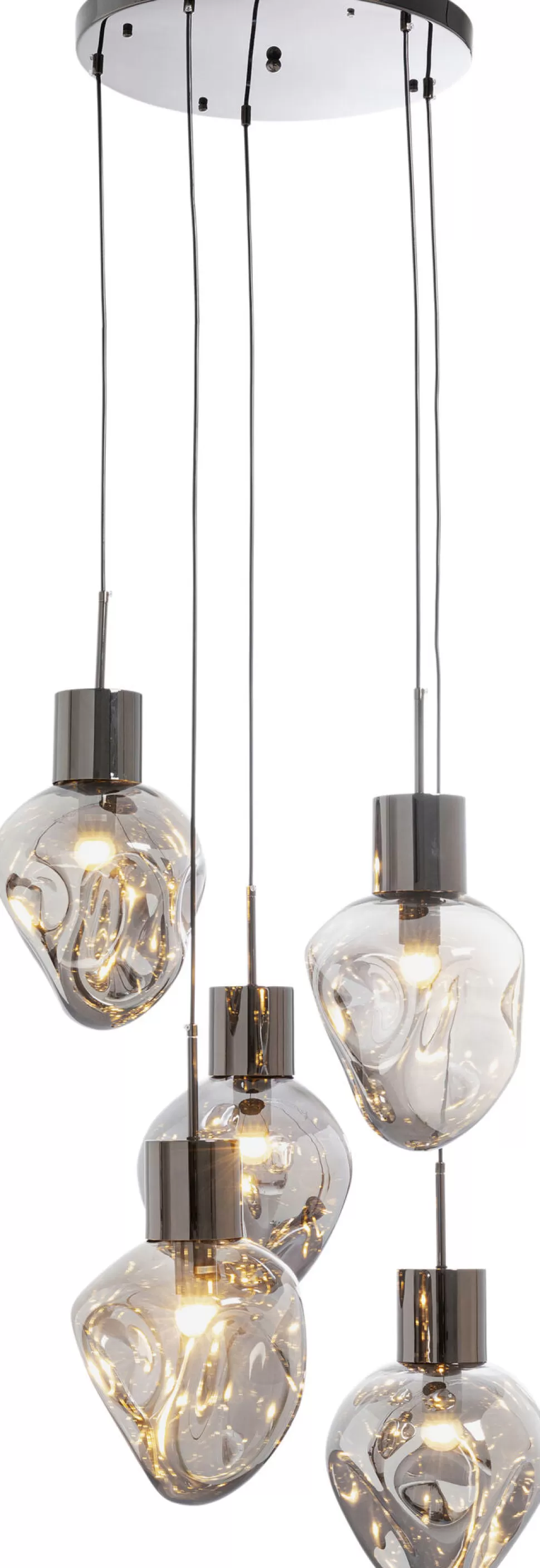 Lampy Wiszące-KARE Design Lampa Wisząca Przydymiona 5L Stal I Szkło Ø50x160 Cm