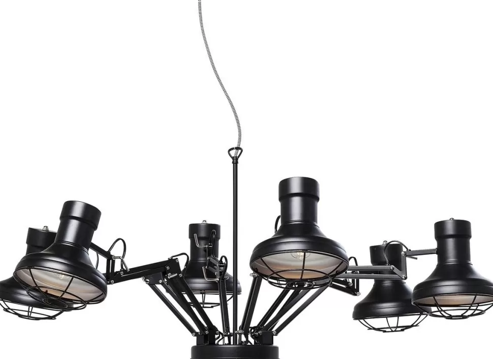 Lampy Wiszące-KARE Design Lampa Wisząca Spider Multi 6-lite 110x60 Cm Czarna