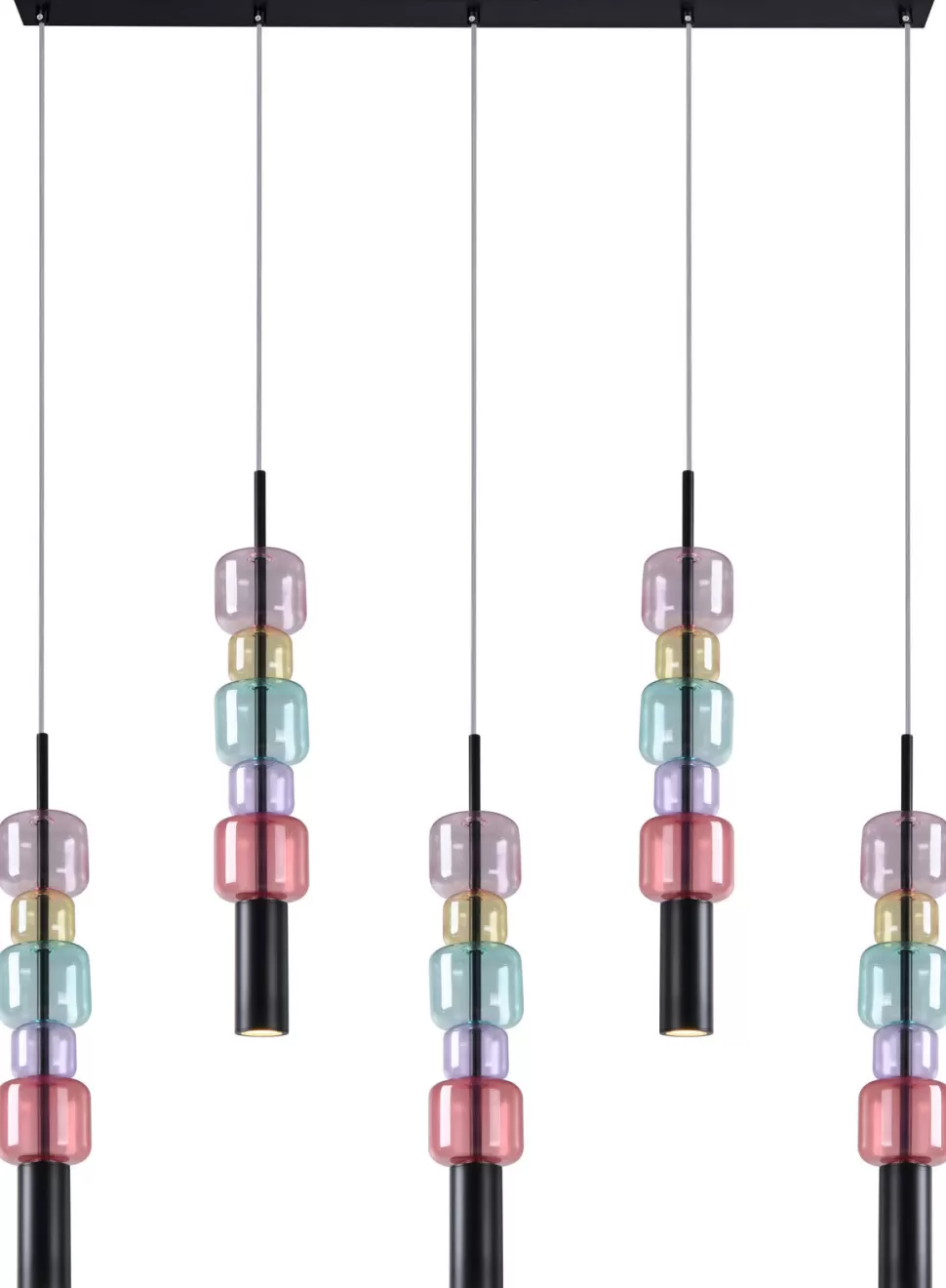 Lampy Wiszące-KARE Design Lampa Wisząca Stal Czarna I Kolorowe Szkło 100x61 Cm