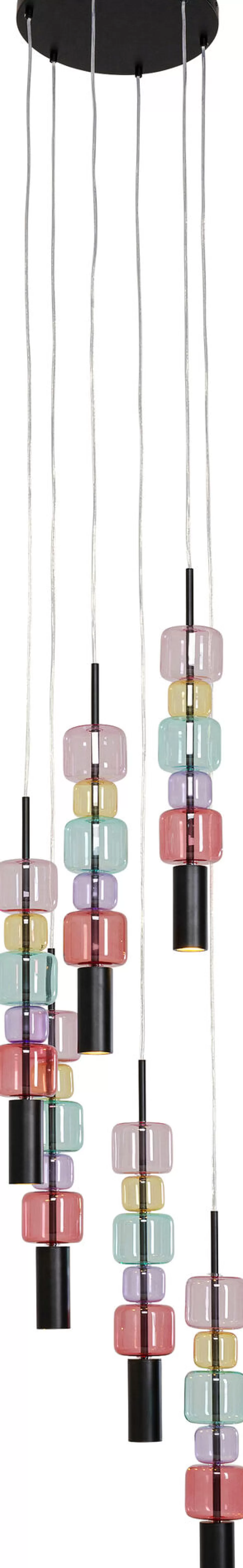 Lampy Wiszące-KARE Design Lampa Wisząca Stal Czarna I Kolorowe Szkło Ø41x160 Cm