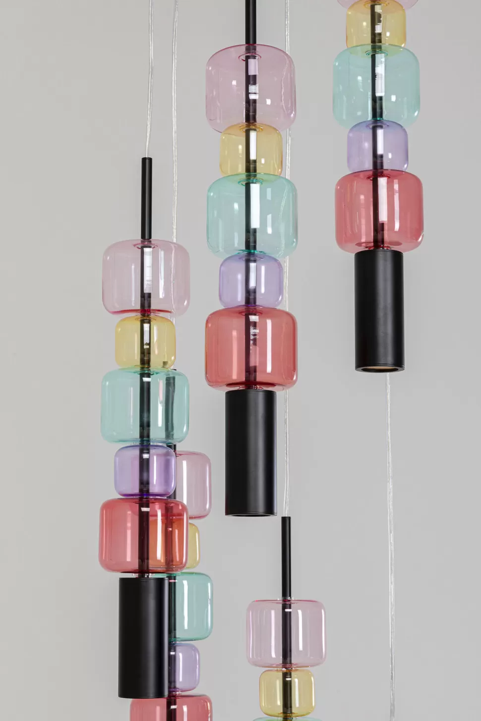 Lampy Wiszące-KARE Design Lampa Wisząca Stal Czarna I Kolorowe Szkło Ø41x160 Cm