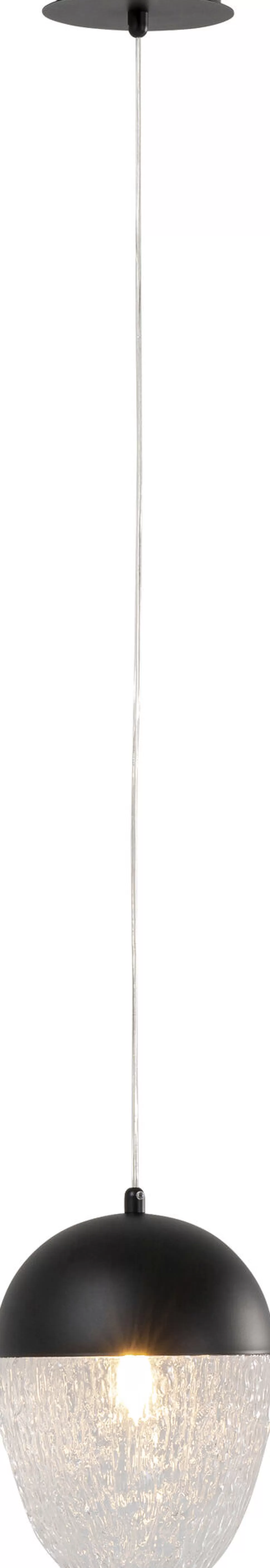 Lampy Wiszące-KARE Design Lampa Wisząca Stal Czarna Klosz Szklany Transparentny Ø20x30 Cm