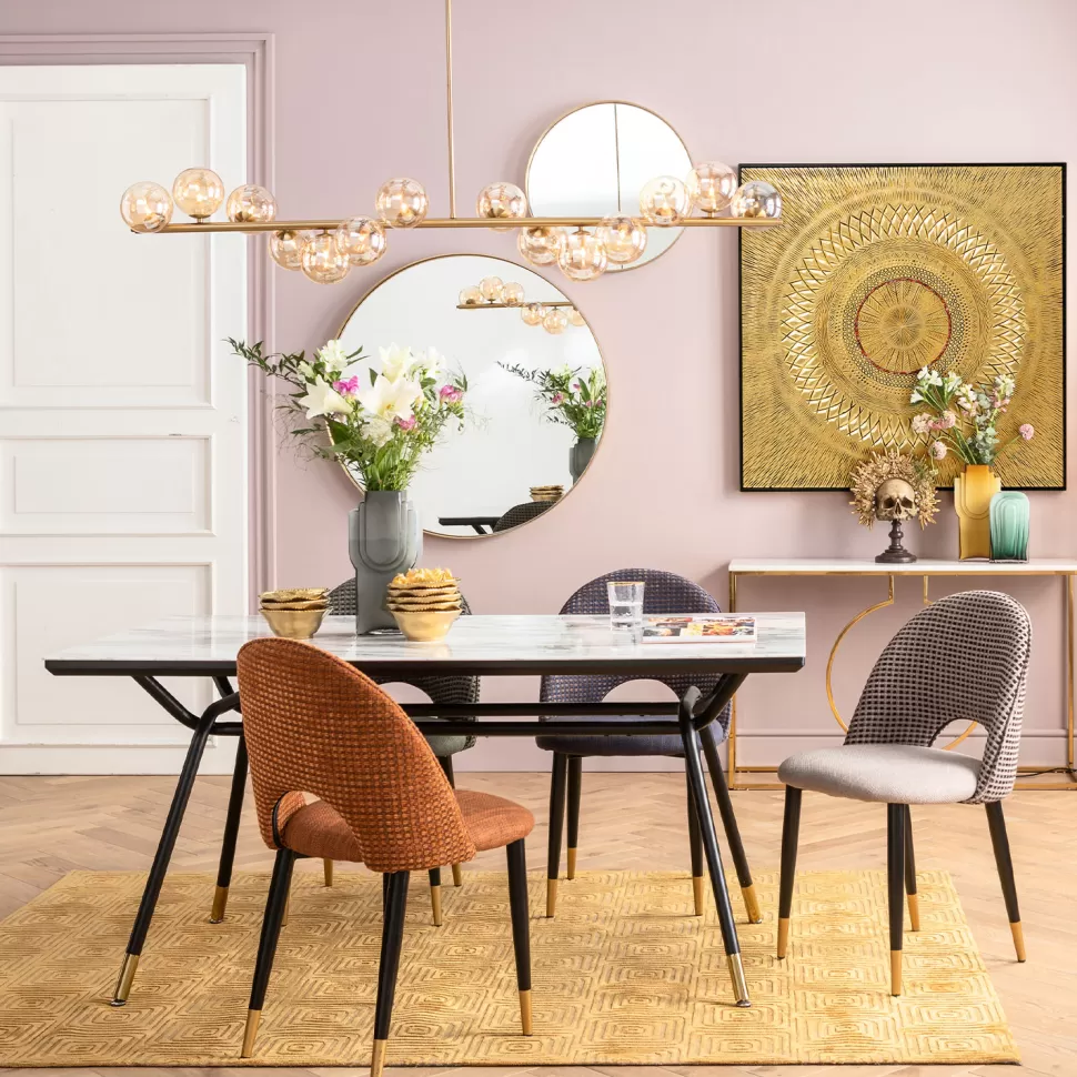 Lampy Wiszące-KARE Design Lampa Wisząca Szklane Klosze Złota 155x138 Cm