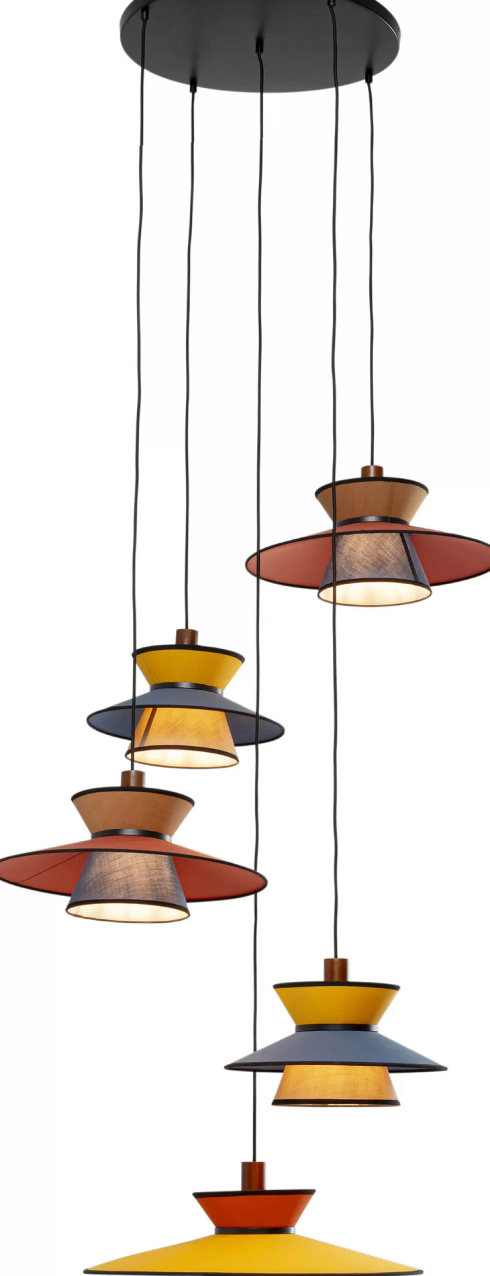 Lampy Wiszące-KARE Design Lampa Wisząca Z Kolorowymi Kloszami Podsufitka Czarna Ø87 Cm