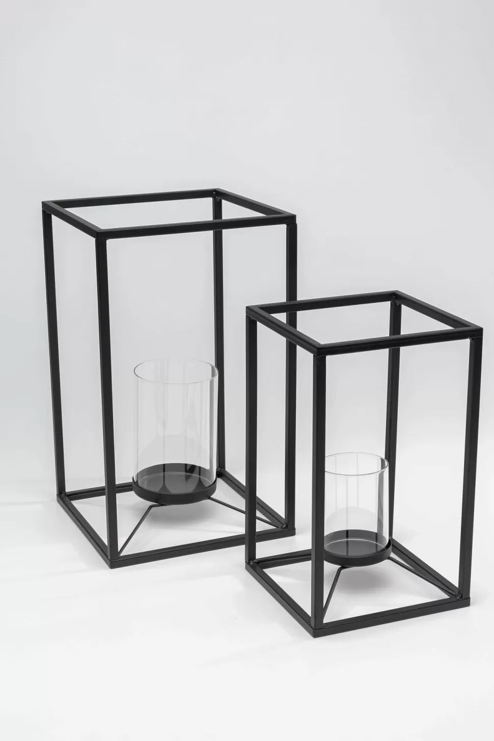 Lampiony I Latarenki-KARE Design Latarenki Czarne Loft Stalowe 2-set