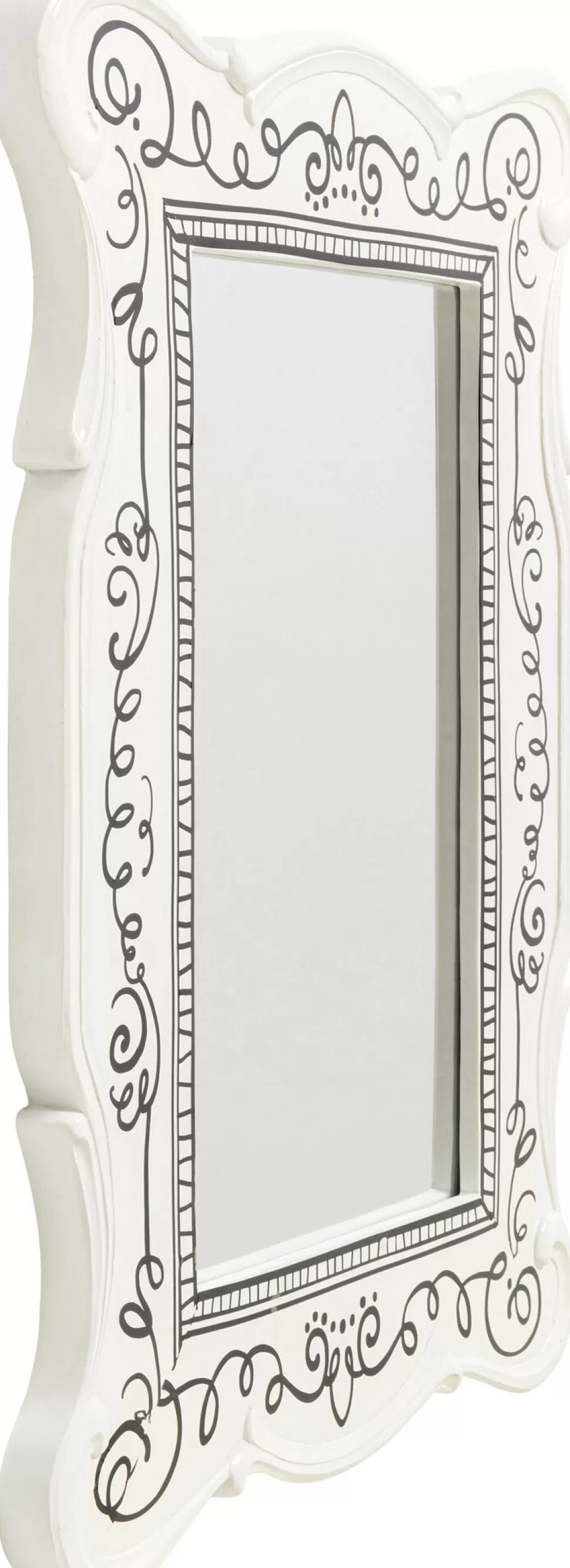 Lustra-KARE Design Lustro Białe Z Czarnymi Wzorami Kształt Klasyczny 50x67 Cm