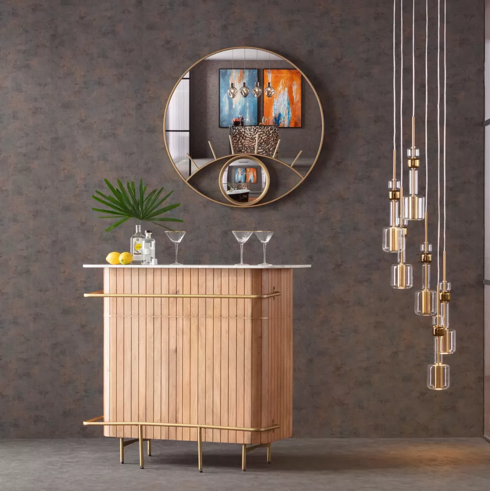 Lustra-KARE Design Lustro ścienne Okrągłe Złote Motyw Oka Ø100 Cm