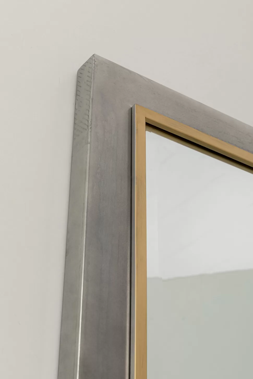 Lustra-KARE Design Lustro Do Salonu Duże Rama Stalowa Srebrno-złota Postarzana 90x180 Cm