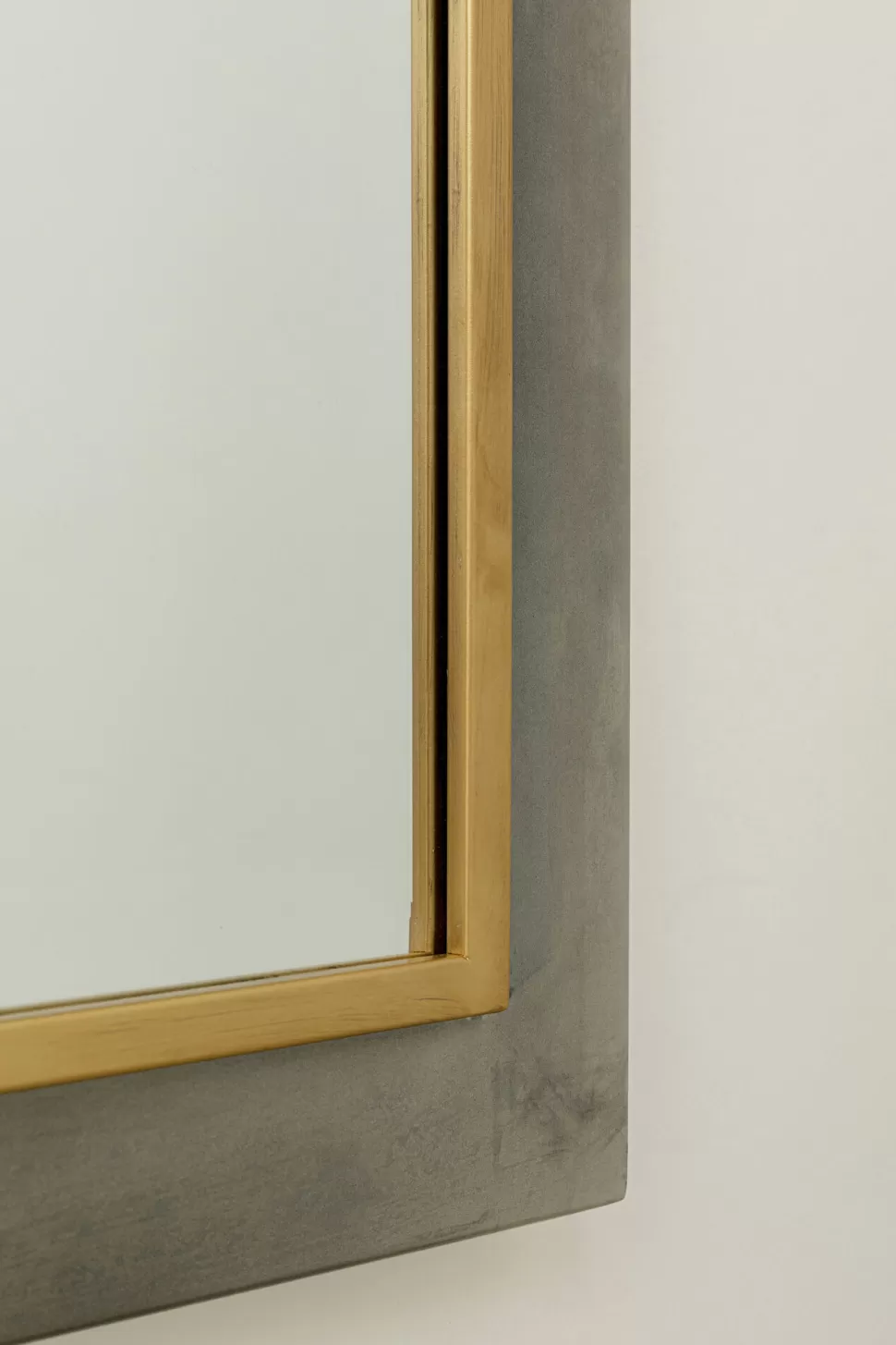 Lustra-KARE Design Lustro Do Salonu Duże Rama Stalowa Srebrno-złota Postarzana 90x180 Cm