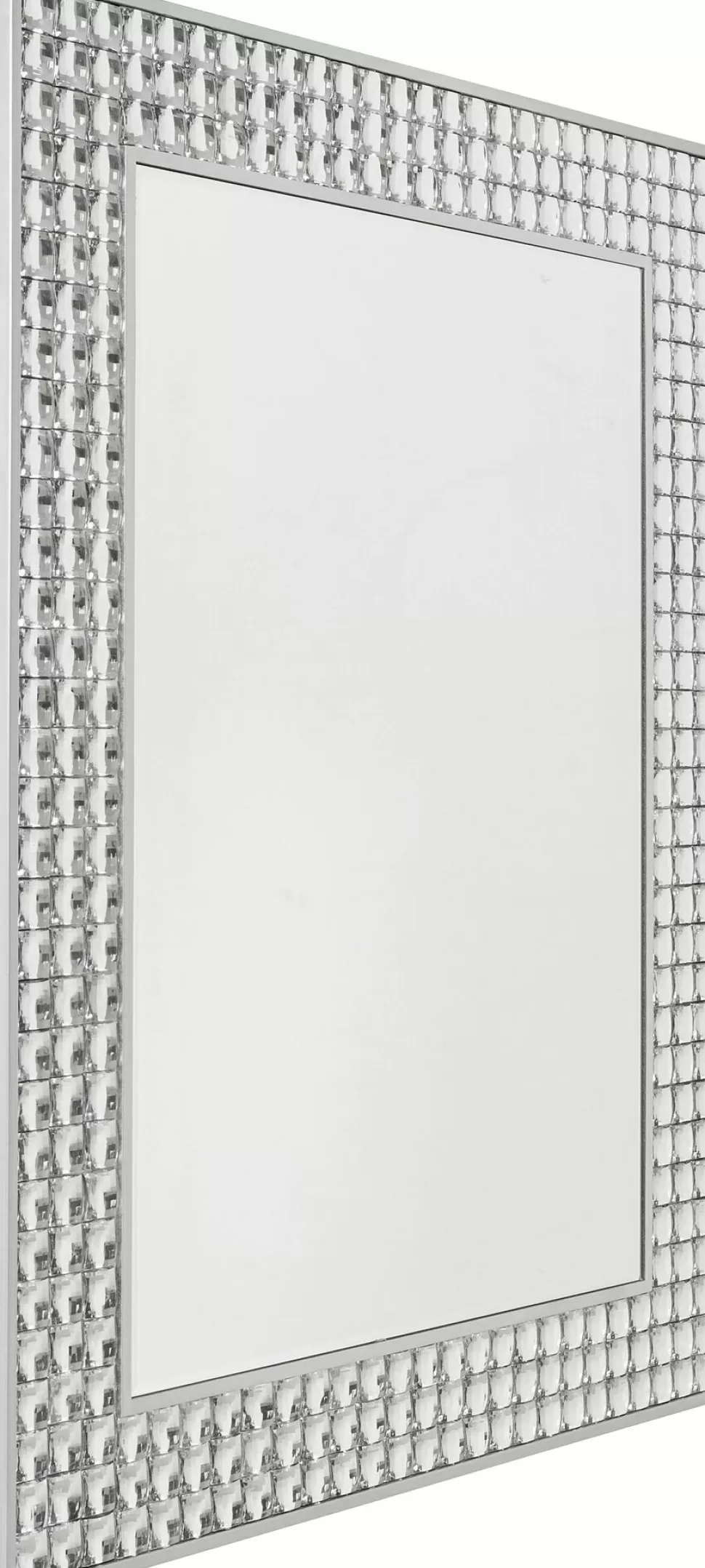 Lustra-KARE Design Lustro Glamour Do Salonu Srebrne Stal I Szkło 80x100 Cm