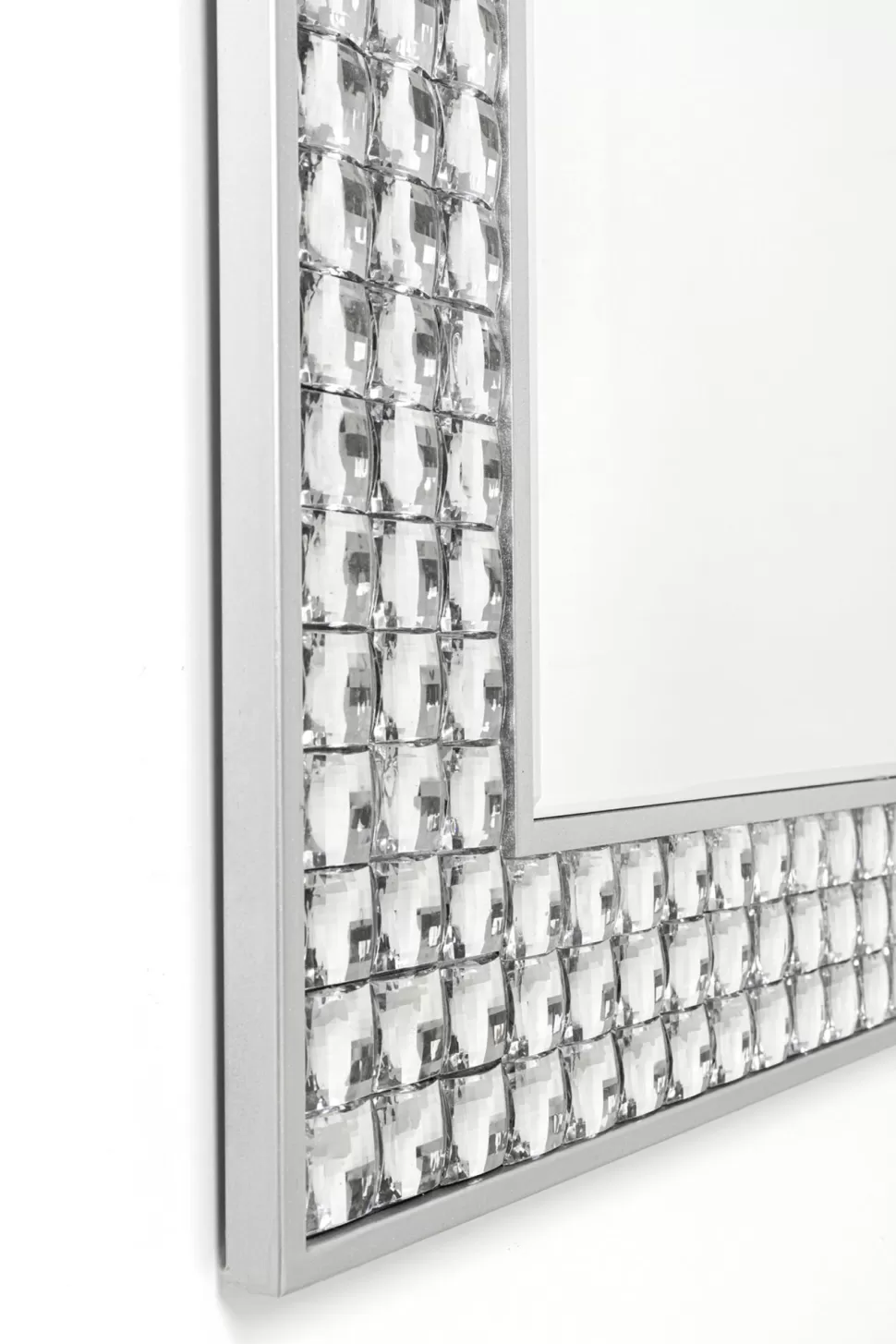 Lustra-KARE Design Lustro Glamour Do Salonu Srebrne Stal I Szkło 80x100 Cm