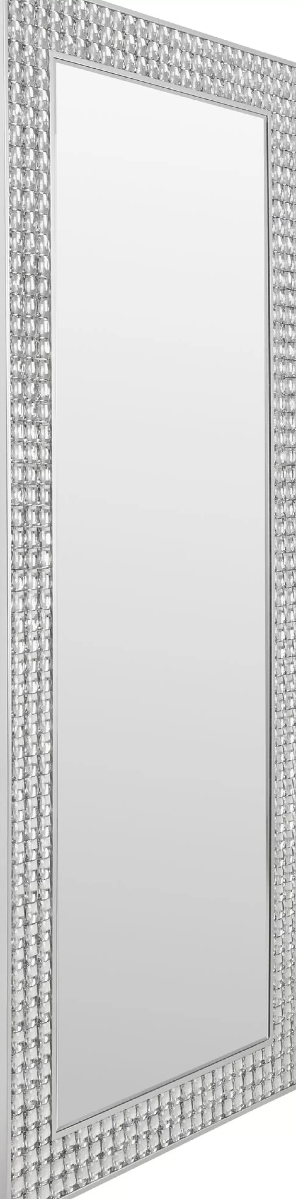 Lustra-KARE Design Lustro Glamour Do Salonu Srebrne Stal I Szkło 80x180 Cm