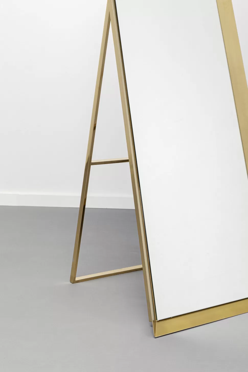 Lustra-KARE Design Lustro Stojące Prostokątne Rama Złota Stalowa 53x160 Cm