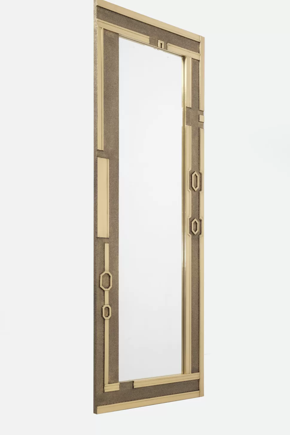 Lustra-KARE Design Lustro Wiszące Duże Złote Prostokątne Ręczne Wykonanie 80x200 Cm