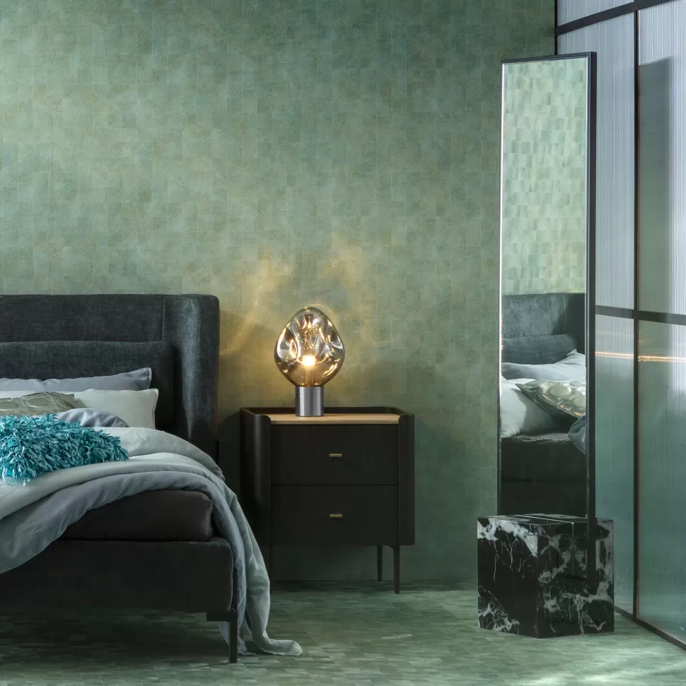 Lustra-KARE Design Lustro Z Czarną Ramą 46x180 Cm Podstawa Z Marmuru