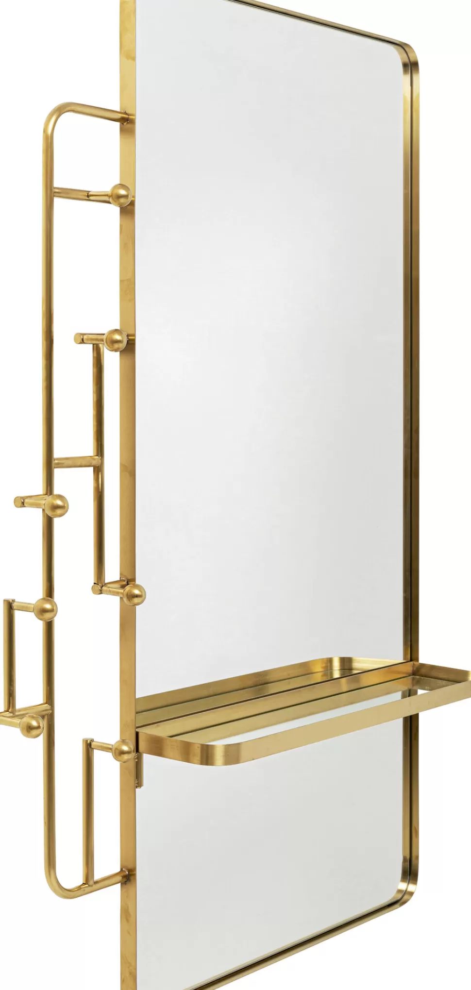 Lustra-KARE Design Lustro Z Półką I Wieszakami Złote 102x150 Cm
