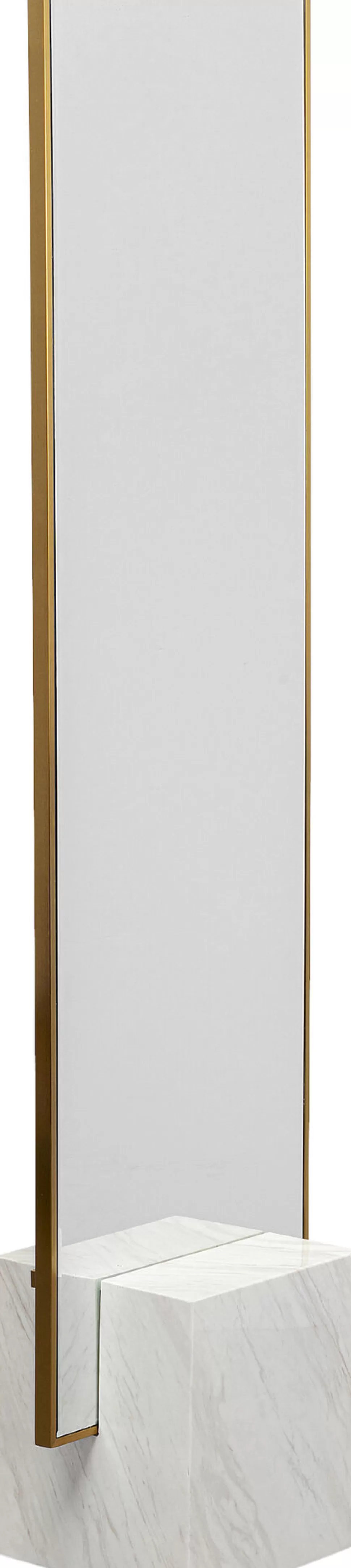 Lustra-KARE Design Lustro Ze Złotą Ramą 46x180 Cm Podstawa Z Marmuru Biała