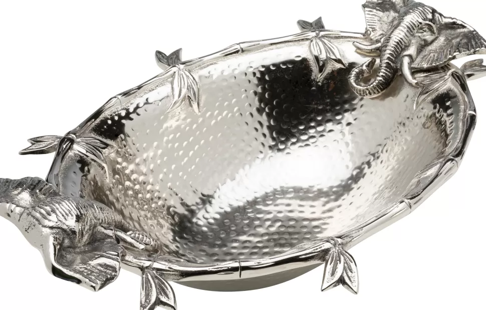 Zastawa Stołowa | Misy-KARE Design Misa Dekoracyjna Srebrna Z Aluminium Motyw Słoni 47x35 Cm