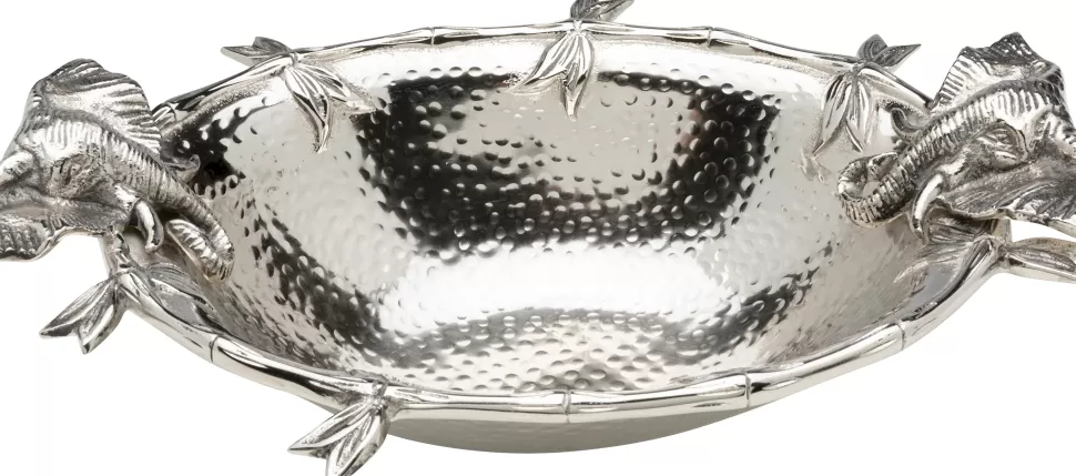 Zastawa Stołowa | Misy-KARE Design Misa Dekoracyjna Srebrna Z Aluminium Motyw Słoni 47x35 Cm