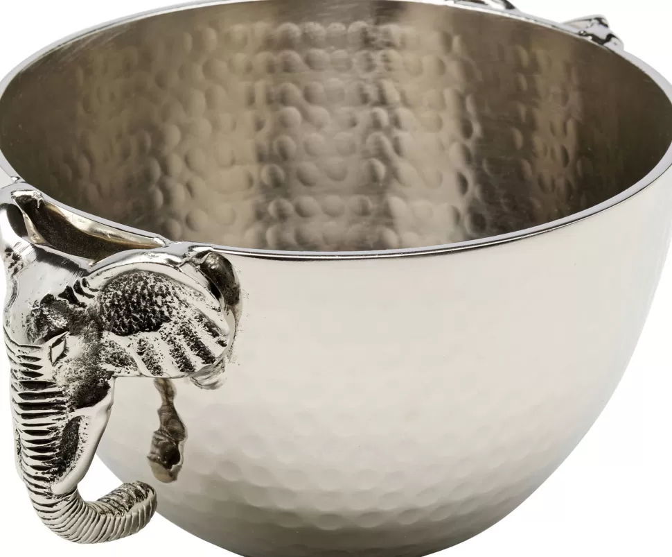 Zastawa Stołowa | Misy-KARE Design Misa Dekoracyjna Srebrna Z Aluminium Uchwyty Z Motywem Słonia 23x18 Cm
